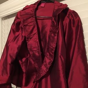 16 W Red Holiday Wrap Blouse